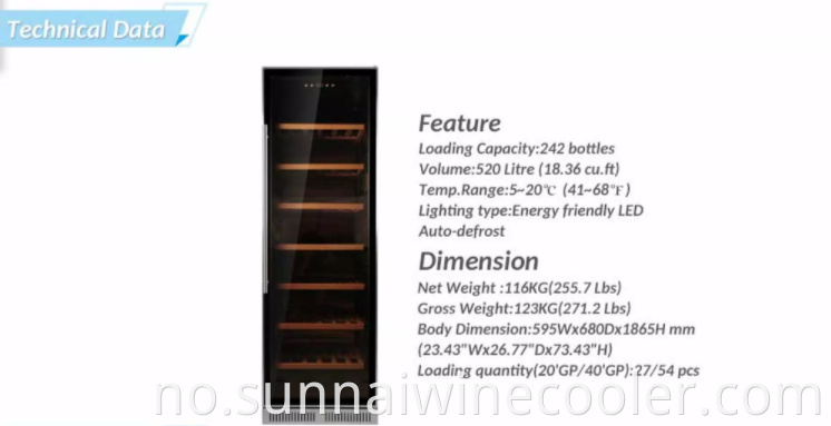 Dual Zone 242 flasker svart panel kompressor stor vinkjøleskap